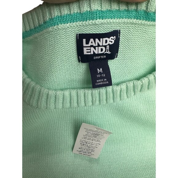 Lands End Sweater Womens M/ 10-12 Mint Green Drifter Mint Green LS Crewneck NWT - Picture 2 of 11